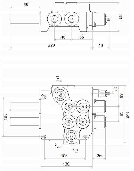 Distributeur 80 l/min hydraulique manuel monobloc de 1 à 6 fonctions